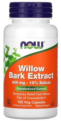 Now Foods - Willow Bark Extract 400mg | Extracto de Corteza de Sauce 400 mg | Apoyo Natural para Articulaciones y Músculos - 100 Cápsulas
