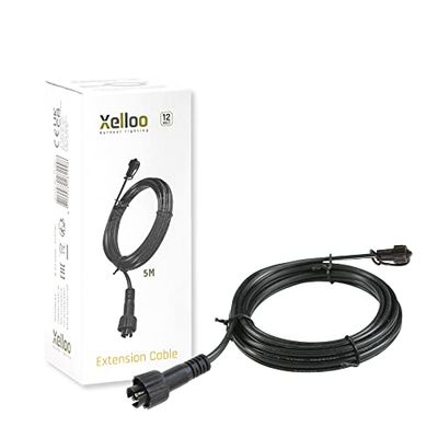 Xelloo® Câble de rallonge de 5 mètres - Convient à Tous Les Ensembles d'éclairage extérieur 12V - il Suffit de rallonger Votre Ensemble d'éclairage existant jusqu'à 5 mètres, Noir