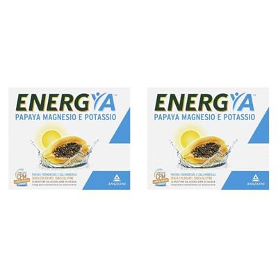 Energya Papaya, Magnesio e Potassio, Integratore Alimentare con Sali Minerali, Integratore Energizzante, Riduce Stanchezza, 14 Bustine (Confezione da 2)