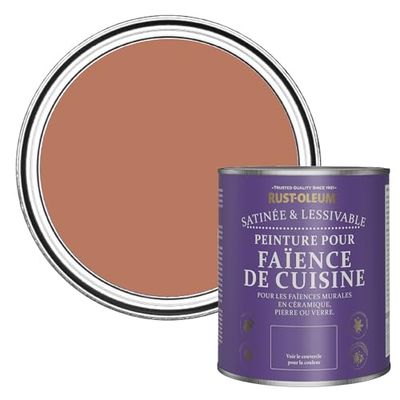 Rust-Oleum Peinture Rouge Résistante à l'eau pour Faïence de Cuisine, Finition Satinée - Sienne 750ml