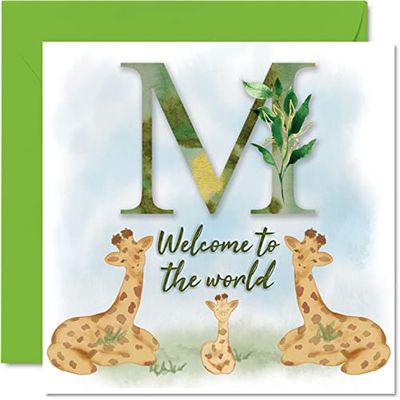 Nieuwe Baby Card Unisex - Welkom in de wereld M - Gefeliciteerd Babykaarten Pasgeboren, Goed gedaan Gefeliciteerd Nieuwe Baby Kaarten, Welkom in de Wereld Home Gifts, 145mm x 145mm Baby Wenskaarten