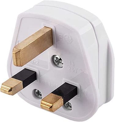 Prise anglaise 13 A avec prise de terre, idéale pour les appareils électriques domestiques et de bureau.
