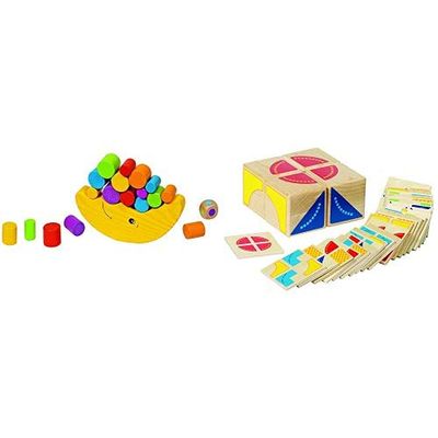 Goki- Juegos de hábil idad Luna de Equilibrio, Basic, Multicolor (56711) + Juego de Puzzle, Kubus, Multicolor (Gollnest & Kiesel 58649.0)