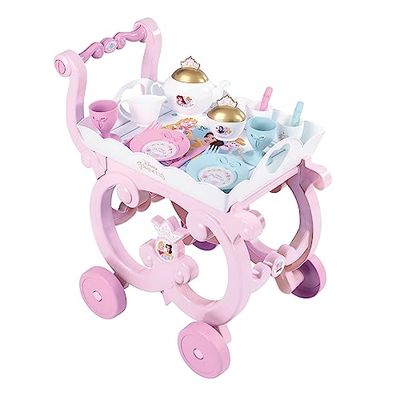 Smoby- Carrito de Té Princesas Disney, Bandeja extraíble y 17 Accesorios, Completo Juego de té y Cubiertos, A Partir de 3 años (7600312502)