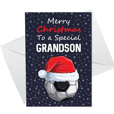 RED OCEAN Christmas Card For Special Grandson Football Christmas Card Grandson Christmas Card From Nan Grandad