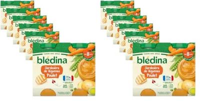 Blédina - Petits pots pour bébé - Jardinière De Légumes Poulet - 70% d'ingrédients Français - Dès 8 mois - 12 pots de 200g (Lot de 2)