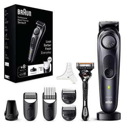 Braun Series 7 RASOIO ELETTRICO BARBA Con lama barba Problade, REGOLABARBA UOMO 40 Lunghezze, Accessori Da Barbiere, Base Di Ricarica, Custodia, Idea Regalo, BT7441 Nero Elettrico