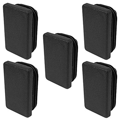 cyclingcolors 5x Tappi Terminale Rettangolare a Lamelle Plastica Tappo per Tubo Copriforo Nero Mobilia Piede Tubi Sedie Tavoli, 63,5x25,4mm