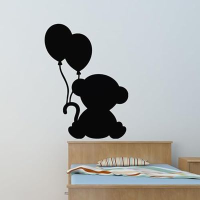 Ambiance Sticker Svart skiffer – självhäftande väggklistermärken – nallebjörn med ballonger – H110 x L 80 cm