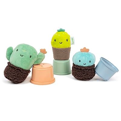Ingenuity, Hochets Calm Springs Nestling Ratlles pour enfants de 3 mois et plus, Set de 3 hochets multi textures sans BPA, jouet unisexe