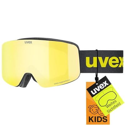 uvex pwdr FM, lunettes de ski, Enfant unisexe, black matt/yellow-clear, one size