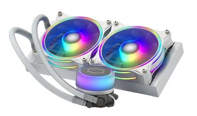 Cooler Master MasterLiquid ML240 Illusion Witte Editie CPU waterkoeling - AIO liquid cooling, 2 x 120 mm ARGB Halo fans, 240 mm radiator, inclusief ARGB controller - AMD en Intel compatibel