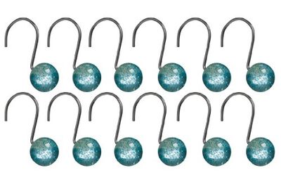 Premier Housewares Crochets de rideau de douche Résine 12 crochets Turquoise