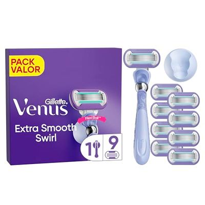 Venus Gillette Deluxe Smooth Swirl, Máquinilla De Mujer, 1 Mango + 9 Venus Recambios, cuchillas de afeitar mujer, Para Una Depilación Suave, Apurada Y Duradera