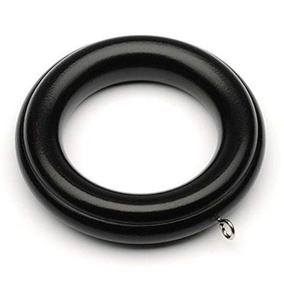 Merriway BH05769 (24 Pcs) Wooden Curtain Drapery Pole Rod Rings with Screw Eye, Inner Diameter 45mm (1.3/4 Inch) Outer Diameter 64mm (2.1/2 Inch) Black - Pack of 24 Pieces
