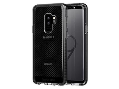 Tech21 Protective Samsung Galaxy S9 Plus Case Thin Patterned Back Cover with FlexShock - Evo Check - Smokey Black