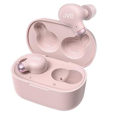 JVC HA-Z250T - Auriculares Inalámbricos con Bluetooth 5.3, 28 Horas de Batería, Certificación IPX4, Solo 5,1g de Peso, Cancelación de Ruido, 3 Pares de Almohadillas de Silicona y 2 de Espuma, Rosa