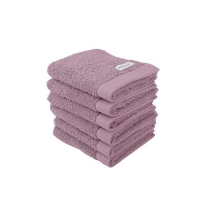 TOM TAILOR Gästhandduk, set om 6, 30 x 50 cm, 100% bomull/frotté, med hängare och etikett med logotyp, färg fladdermus handduk lila (Cozy Mauve)