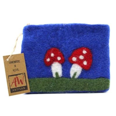 Ancient Wisdom 3x Natural Felt Zipper Pouch (ASST) - Mystic Mushrooms