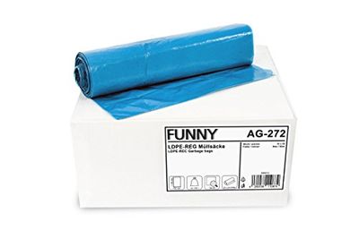 Funny AG-272 Rouleau de 250 Sacs Poubelle 700 x 1100 mm 120L Bleu
