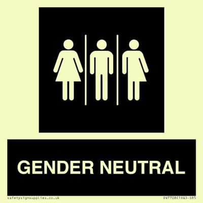 Female, Male and Non-gender specific in black panel Sign - 85x85mm - S85