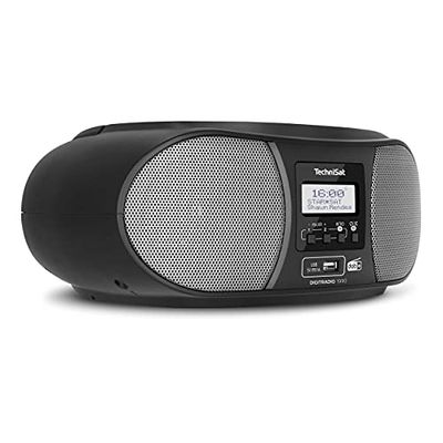 TechniSat DIGITRADIO 1990 - stéréo Boombox avec Radio Dab + / FM et Lecteur CD (Streaming Audio Bluetooth, Connexion Casque, USB, entrée AUX, Fonction de Charge, Horloge, 2 x 1,5 W) Noir