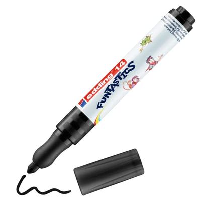 edding 14 FUNTASTICS - feutres de coloriage pour enfants - noir - plume ronde 3 mm - pour s'amuser à colorier sur du papier et du carton de couleur claire - lavable sur la peau et les textiles