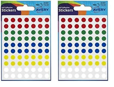Avery 32-582 Packet of Dot Stickers (8 mm Dia, 560 Labels) - Assorted Colours