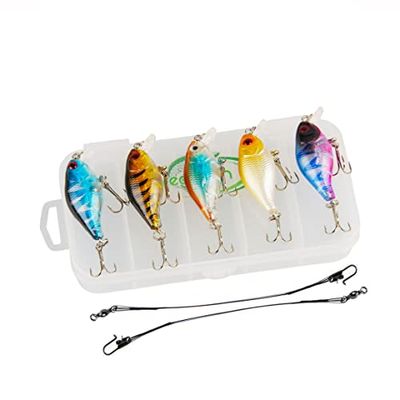 Juego de cebollas de señuelos con líneas Inferiores de Acero - 8 Piezas - 4.5cm - Peces Depredadores - Juego de Tapones para Lucio, Perca y Techo