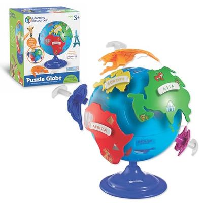 Learning Resources Puzzle Globe Educational & Interactive Learning Map World Globe Kids Spinning Globe STEM Gifts 3 4 5 6 7 Year Old Kids Boys & Girls