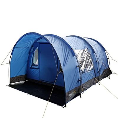 Regatta Karuna Family Camping Tunneltent - Nautisch Grijs/Laser Blauw, 4 Personen