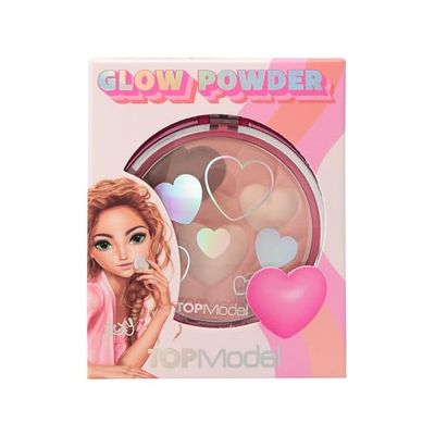 Depesche 12814 TOPModel Beauty and Me-Poudre Glow dans une boîte ronde à clapet, légèrement brillante dans les tons chair et brun, y compris miroir et éponge, Multicolor