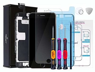 Trop Saint Beeldscherm, volledig zwart lcd-scherm voor iPhone 6S Plus, met magnetische schroefkaart, handleiding, gereedschap, pantserglasfolie en afdichting waterdicht
