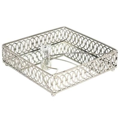 HOME DECO FACTORY, KA0281, Bandeja de Metal Plateado para decoración y Almacenamiento, Ideal para el baño o la Cocina, Practical and Elegante, Dimensions, Silver Color, Standard Size