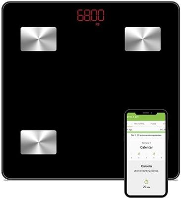 NK Smart badrumsvåg - Bluetooth V4.0, digital, dubbel frekvens, badrumsvikt, BIA-teknik, LCD-display, 3*AAA-batteri, muskelfettmätare, BMI/BMR, metabolisk ålder