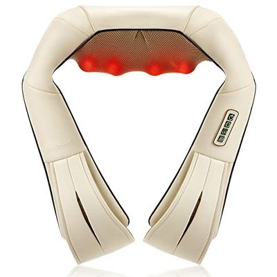 Nekteck Shiatsu diep knedend rugmassage, auto/bureaustoel massager, nek, schouder, rug, taille massager - Beige