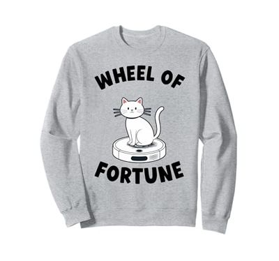 Wheel Of Fortune Cat On Robot Vacuum Cleaner Cat Sweatshirt