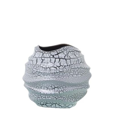 Alexandra House Living Vase Grey Silver Ceramic Craquelure 26 x 27 x 25 cm