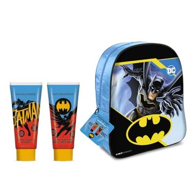 Naturaverde | Kids - Batman Git Set 2023 "3D Backpack", Cofanetto Regalo con Shampoo Delicato 100ml, Gel Doccia 100ml e Zainetto, Made in Italy