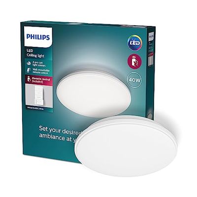 Philips, Plafonnier LED Wincel 40 W, Rond, Télécommande sans Fil Incluse, Blanc