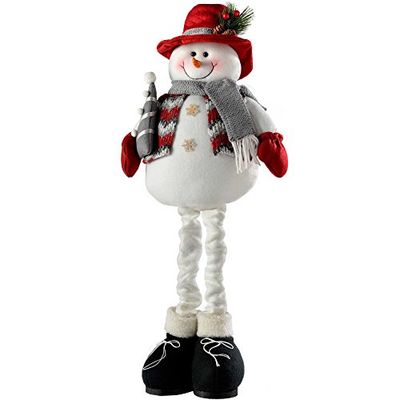 WeRChristmas Snowman with Extendable Legs Christmas Decorations, 46-61 cm - Red/Grey