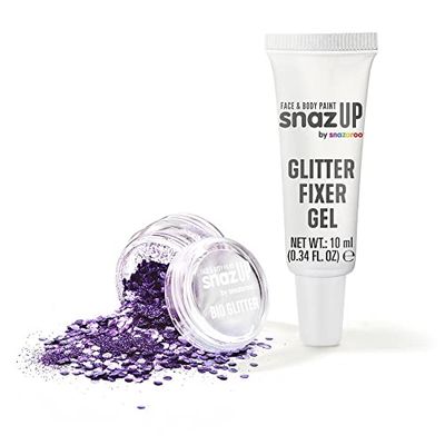 Snazaroo Bio Glitter Kit, Face and Body Paint, Biodegradable Gliter, Violet Colour 5g + Fixer