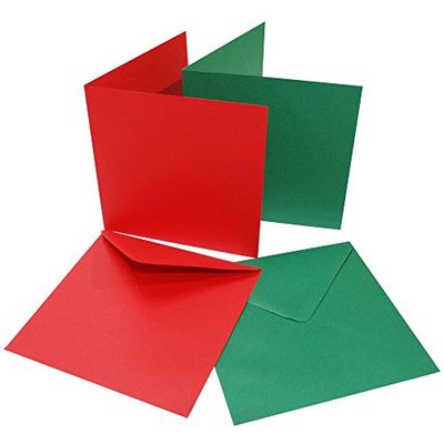 Craft UK 2038 6x6" kerstkaart en envelop - rood/groen (Pack van 40)