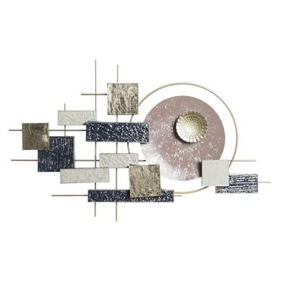 DECORACION PARED METAL 110X6,4X68 ABSTRACTO AZUL