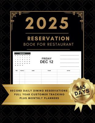 Reservation Book For Restaurant: Record Daily Dining Reservations | Full Year Customer Tracking | Plus Monthly Planners
