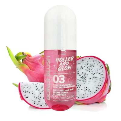 Holler And Glow Bondi Blush Pink Dragonfruit Body & Hair Mist, Body Spray For Women, Hair Perfume For Women, Jasmine, Amber Scented, Floral & Tropical Fragrance Notes, 240 ml