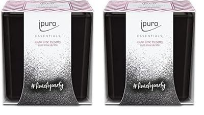 Ipuro Essentials Time for Party IFC1421 - Vela perfumada (125 ml), color negro (Paquete de 2)