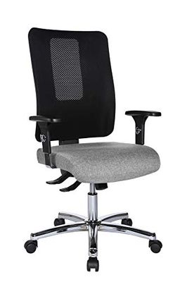 Topstar Open X (N) - Silla giratoria de Oficina, Funda de Tela, tamaño único, Color Cromado, Forro de Material plástico Funda de Malla, Gris y Negro., Talla única
