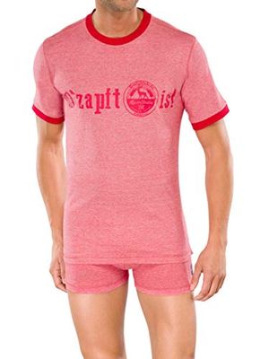Schiesser Heren pyjama-top shirt korte mouwen, rood (500), 50 NL