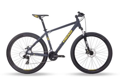 HEAD Troy I, Mountain Bike Uomo, Grigio Opaco/Giallo, 46 Centimetri